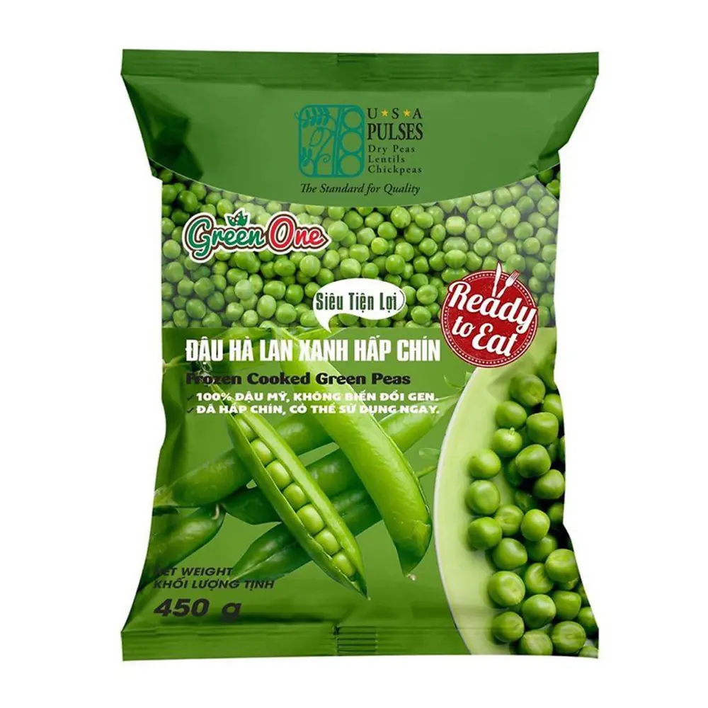 Đậu Hà Lan Xanh Hấp Chín, Frozen Cooked Green Peas (450g) - GREEN ONE